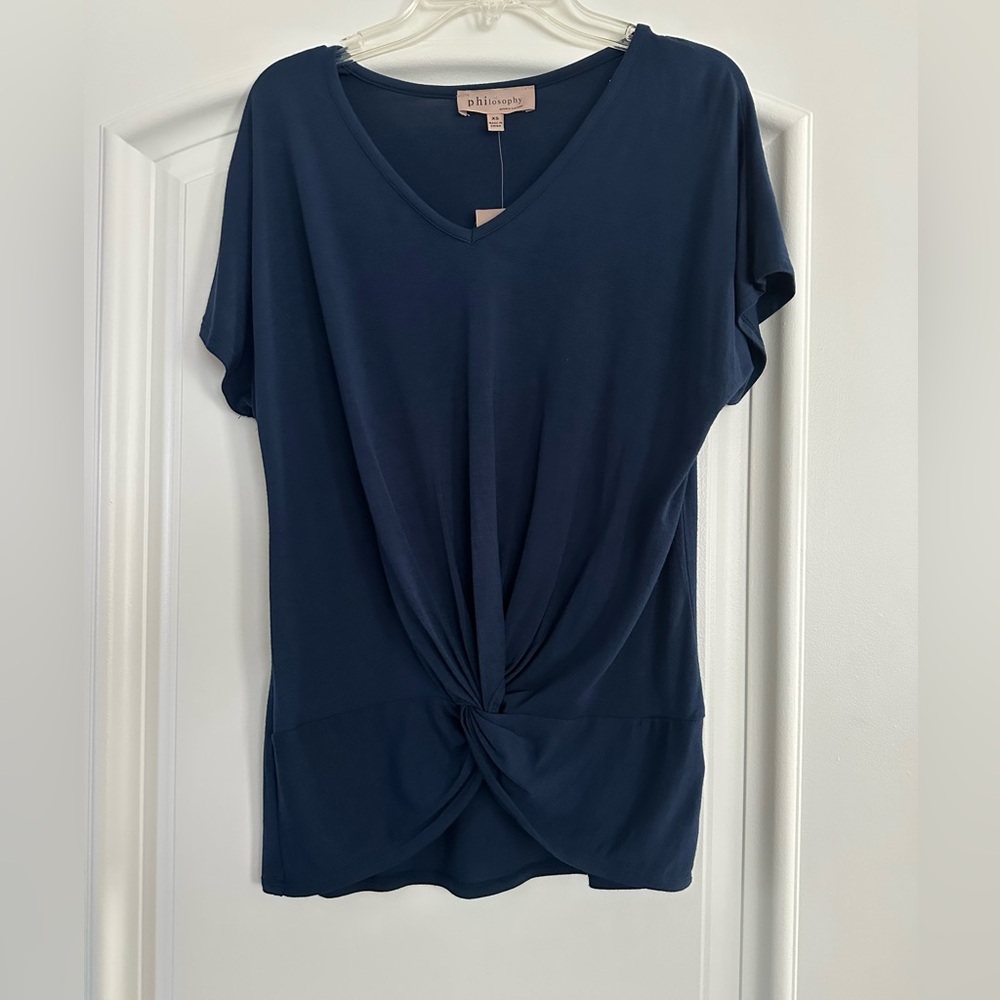 Philosophy NWT Deep Blue Twist Front T-shirt Size XS